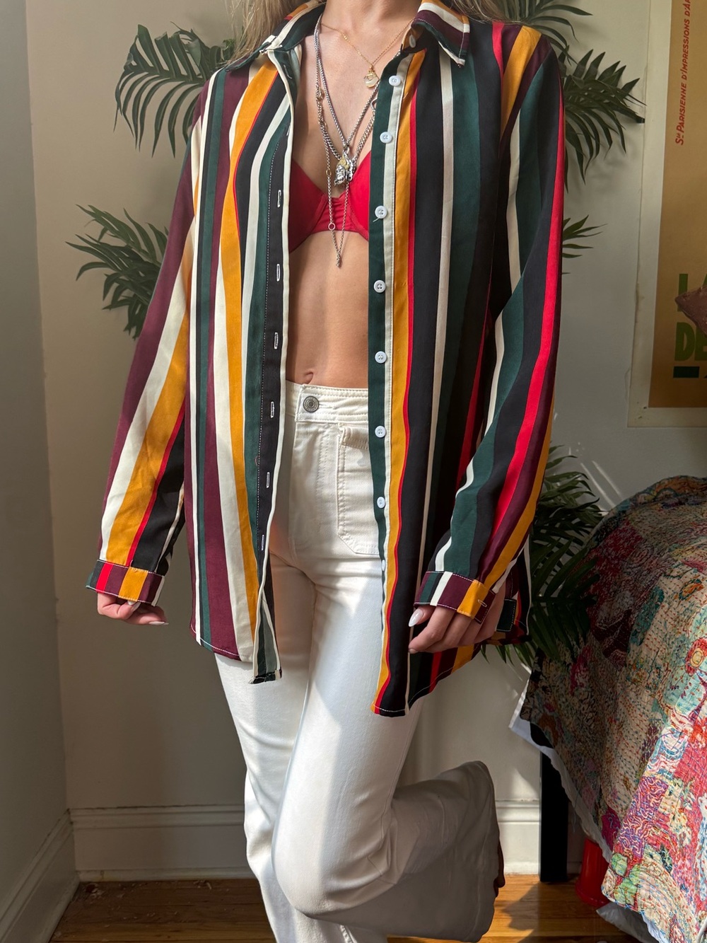 Multi-Color Striped Button-Up Top - Picture 3 of 5